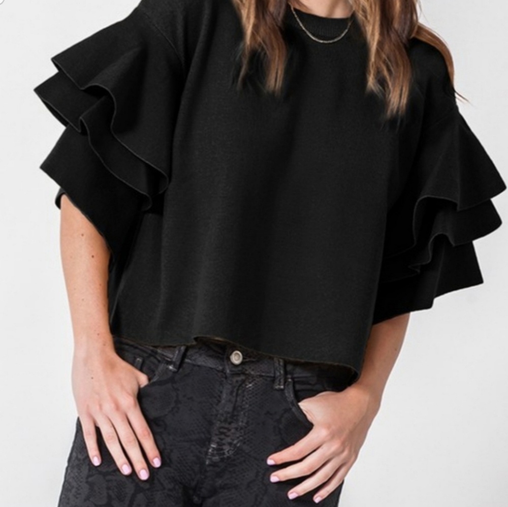 Chic Ruffle Knit Shirt